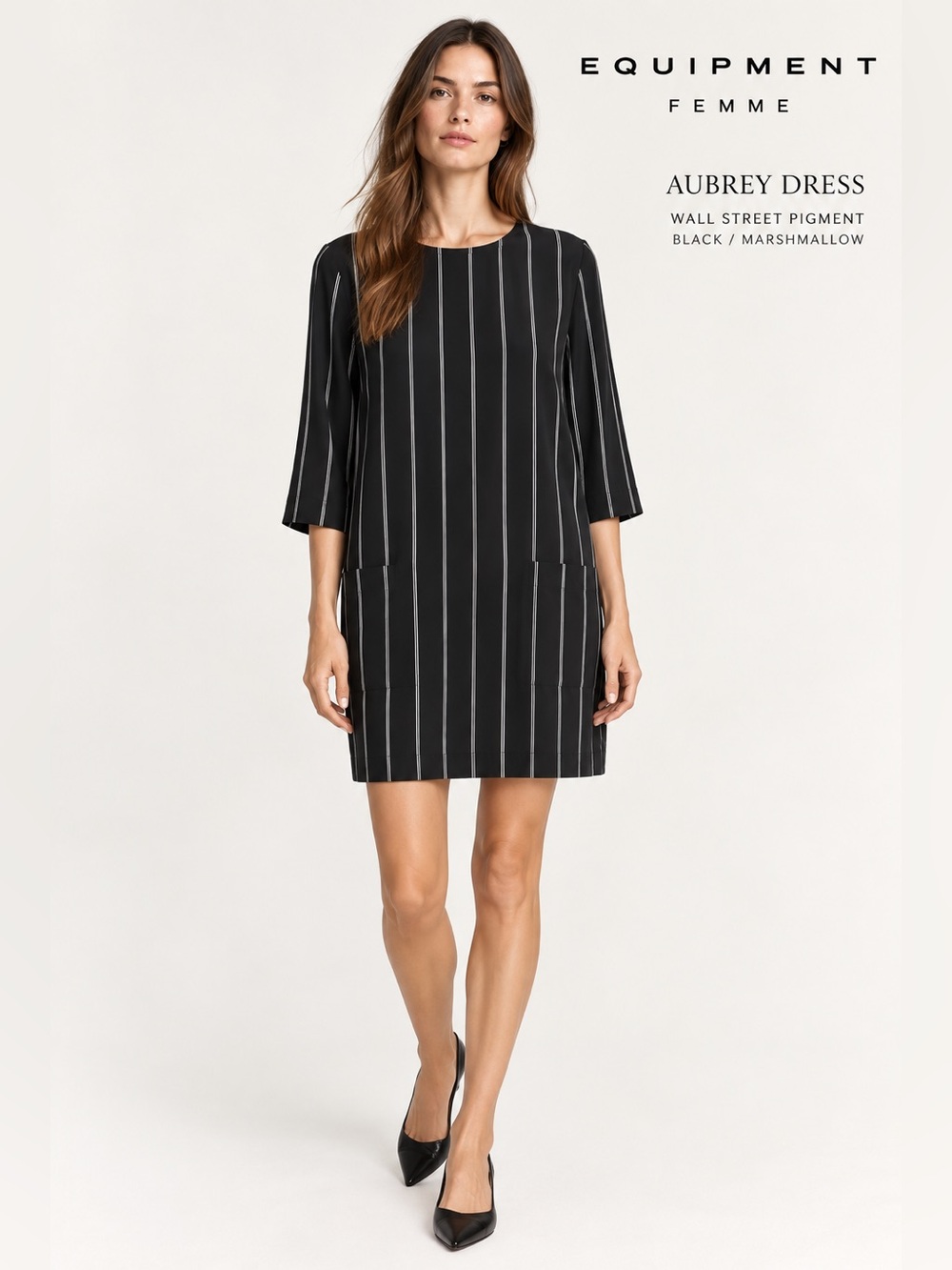 Equipment Aubrey Wall Street Pigment 100% Silk Striped Dress M